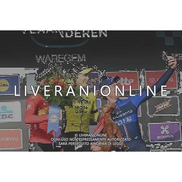 27-03-2024 Dwars Door Vlaanderen; 2024, Visma - Lease A Bike; 2024, Uno X - Mobility; 2024, Groupama - Fdj; Jorgenson, Matteo; Abrahamsen, Jonas; Kung, Stefan; Waregem; ©SIROTTI/AGENZIA ALDO LIVERANI SAS