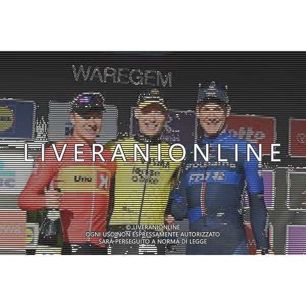 27-03-2024 Dwars Door Vlaanderen; 2024, Visma - Lease A Bike; 2024, Uno X - Mobility; 2024, Groupama - Fdj; Jorgenson, Matteo; Abrahamsen, Jonas; Kung, Stefan; Waregem; ©SIROTTI/AGENZIA ALDO LIVERANI SAS