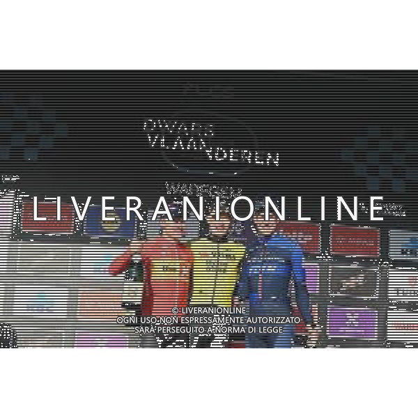 27-03-2024 Dwars Door Vlaanderen; 2024, Visma - Lease A Bike; 2024, Uno X - Mobility; 2024, Groupama - Fdj; Jorgenson, Matteo; Abrahamsen, Jonas; Kung, Stefan; Waregem; ©SIROTTI/AGENZIA ALDO LIVERANI SAS