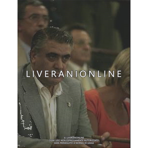 NEG-RETROSPETTIVA LORENZO SAINZ PRESIDENTE REAL MADRD CALCIO NELLA FOTO LORENZO SAINZ ALLO STADIO SAN SIRO DI MILANO NELL\'ANNO 1999-200 AG ALDO LIVERANI SAS