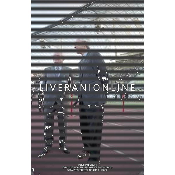 Neg- RETROSPETTIVA AVVOCATO VITTORIO CAISSOTTI CHIUSANO PRESIDENTE JUVENTUS CALCIO NELLA FOTO CON ROBERTO BETTEGA ALL\'OLYMPIASTADION DI MONACO DI BAVIERA PER LA FINALE DI CHAMPIONS LEAGUE IL 28.05.1997 AG ALDO LIVERANI SAS