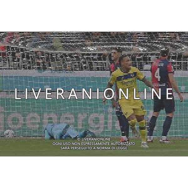 1-4-2024. Cagliari calcio-U.S. Hellas Verona F.C. 30° giornata campionato calcio italiano Serie A 2023/2024, stadio Unipol Domus Cagliari. Foto Salvatore Moi/Agenzia Aldo Liverani s.as. Nella foto: Gol ed esultanza del Verona, in trasferta contro Cagliari, nello stadio Unipol Domus di Cagliari. Segna: Federico Bonazzoli Hellas Verona ©MOI SALVATORE / AGENZIA ALDO LIVERANI SAS