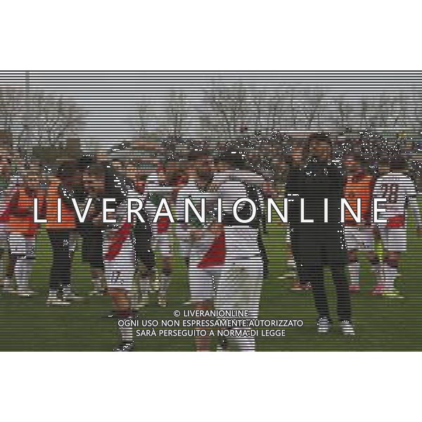 VENEZIA - REGGIANA CAMPIONATO CALCIO SERIE B 01.04.2024 NELLA FOTO ESULTANZA E FESTEGGIAMENTI A FINE GARA DEI GIOCATORI DELLA REGGIANA © AGENZIA ALDO LIVERANI SAS