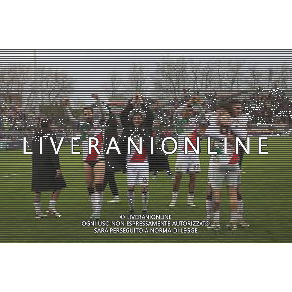 VENEZIA - REGGIANA CAMPIONATO CALCIO SERIE B 01.04.2024 NELLA FOTO ESULTANZA E FESTEGGIAMENTI A FINE GARA DEI GIOCATORI DELLA REGGIANA © AGENZIA ALDO LIVERANI SAS