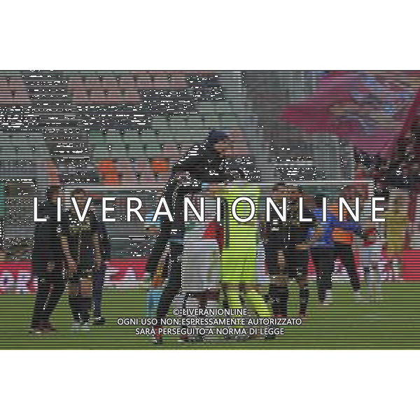 VENEZIA - REGGIANA CAMPIONATO CALCIO SERIE B 01.04.2024 NELLA FOTO ESULTANZA E FESTEGGIAMENTI A FINE GARA DEI GIOCATORI DELLA REGGIANA © AGENZIA ALDO LIVERANI SAS