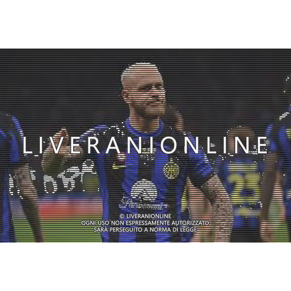 Inter vs Empoli nella foto Federico Dimarco (Inter) esulta dopo il gol dell\'1 a 0 Milano 01-04-2024 Stadio Giuseppe Meazza - San Siro Campionato Serie A TIM - 30a giornata foto Roberto Garavaglia/Agenzia Aldo Liverani sas / AGENZIA ALDO LIVERANI SAS