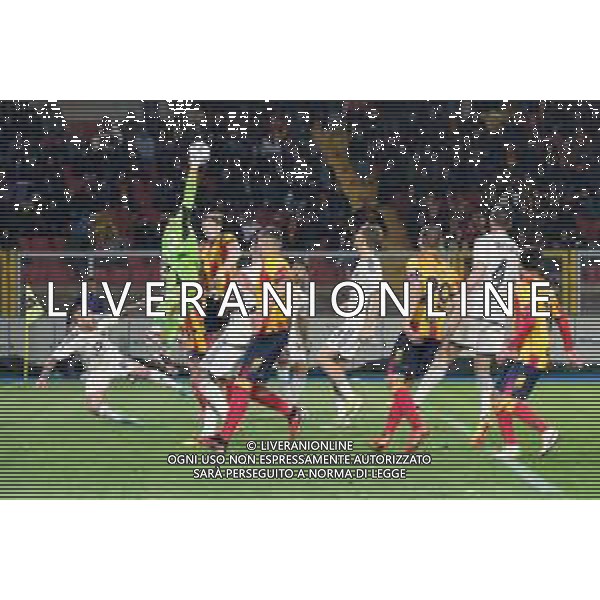 TVEM Mile Svilar of AS Roma in action against Federico Baschirotto of US Lecce during the Italian soccer Serie A match US Lecce vs AS Roma on April 1, 2024 at Via del Mare Stadium in Lecce, Italy. Photo Emmanuele Mastrodonato/agenzia Liverani