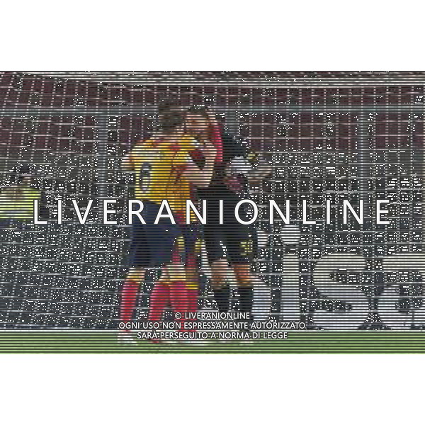 TVEM Wladimiro Falcone of US Lecce and Federico Baschirotto of US Lecce celebrates during the Italian soccer Serie A match US Lecce vs AS Roma on April 1, 2024 at Via del Mare Stadium in Lecce, Italy. Photo Emmanuele Mastrodonato/agenzia Liverani