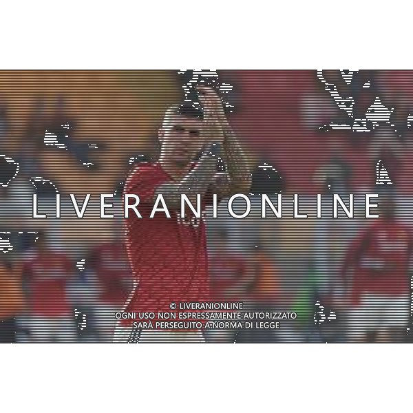 TVEM Gianluca Mancini of AS Roma greet the fans during the Italian soccer Serie A match US Lecce vs AS Roma on April 1, 2024 at Via del Mare Stadium in Lecce, Italy. Photo Emmanuele Mastrodonato/agenzia Liverani / AGENZIA ALDO LIVERANI SAS