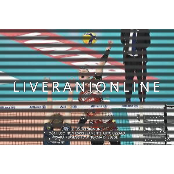 TVRG Milano vs Perugia nella foto Oleh Jurijovyc Plotnytskyj (Volley Perugia) Milano 03-04-2024 Allianz Cloud Palalido Allianz Powervolley Milano vs Sir Susa Vim Volley Perugia SuperLega Credem Banca - gara 2 semifinali playoff scudetto foto Roberto Garavaglia/Agenzia Aldo Liverani sas