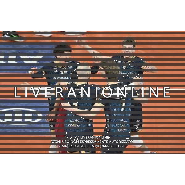 TVRG Milano vs Perugia nella foto esultanza Powervolley Milano dopo un punto Milano 03-04-2024 Allianz Cloud Palalido Allianz Powervolley Milano vs Sir Susa Vim Volley Perugia SuperLega Credem Banca - gara 2 semifinali playoff scudetto foto Roberto Garavaglia/Agenzia Aldo Liverani sas