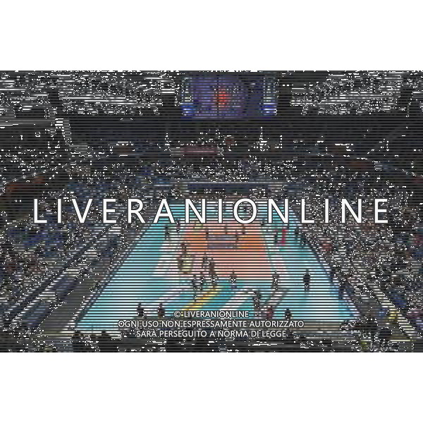 TVRG Milano vs Perugia nella foto panoramica Allianz Cloud PalaLido Milano 03-04-2024 Allianz Cloud Palalido Allianz Powervolley Milano vs Sir Susa Vim Volley Perugia SuperLega Credem Banca - gara 2 semifinali playoff scudetto foto Roberto Garavaglia/Agenzia Aldo Liverani sas/ AGENZIA ALDO LIVERANI SAS