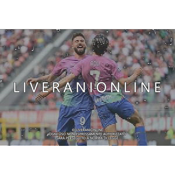 Milan vs Lecce nella foto Olivier Giroud (Milan) e Yacine Adli (Milan) esultano dopo il gol del 2 a 0 Milano 06-04-2024 Stadio Giuseppe Meazza - San Siro Campionato Serie A TIM - 31a giornata foto Roberto Garavaglia/Agenzia Aldo Liverani sas/ AGENZIA ALDO LIVERANI SAS