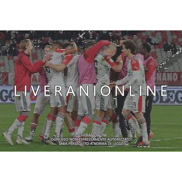 TVEM Michele Collocolo of US Cremonese celebrates after scoring a goal with teammates during the Italian Serie B match between SSC Bari vs US Cremonese on April 5, 2024 at the San Nicola stadium in Bari, Italy. Photo by Emmanuele Mastrodonato/agenzia Aldo Liverani sas /AGENZIA ALDO LIVERANI SAS