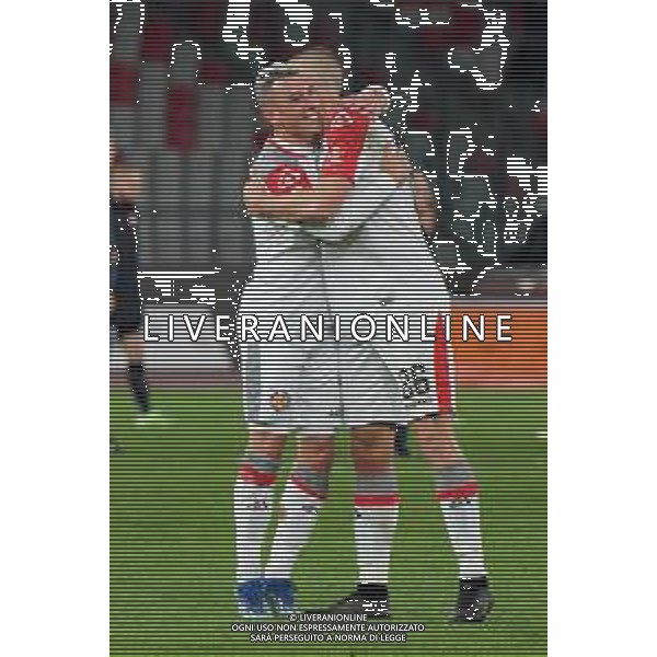 TVEM Cesar Falletti of US Cremonese and Valentin Antov of US Cremonese celebrates the victory during the Italian Serie B match between SSC Bari vs US Cremonese on April 5, 2024 at the San Nicola stadium in Bari, Italy. Photo by Emmanuele Mastrodonato/agenzia Aldo Liverani sas /AGENZIA ALDO LIVERANI SAS
