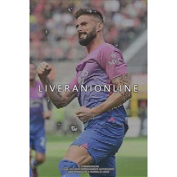 Milan vs Lecce nella foto Olivier Giroud (Milan) esulta dopo il gol del 2 a 0 Milano 06-04-2024 Stadio Giuseppe Meazza - San Siro Campionato Serie A TIM - 31a giornata foto Roberto Garavaglia/Agenzia Aldo Liverani sas /AGENZIA ALDO LIVERANI SAS
