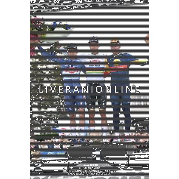 07-04-2024 Paris - Roubaix; 2024, Alpecin - Deceuninck; 2024, Lidl - Trek; Van Der Poel, Mathieu; Philipsen, Jasper; Pedersen, Mads; Roubaix; ©SIROTTI / AGENZIA ALDO LIVERANI SAS