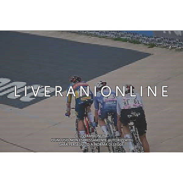 07-04-2024 Paris - Roubaix; 2024, Alpecin - Deceuninck; 2024, Lidl - Trek; 2024, Uae Team Emirates; Philipsen, Jasper; Pedersen, Mads; Politt, Nils; Roubaix; ©SIROTTI / AGENZIA ALDO LIVERANI SAS