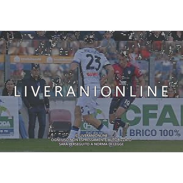 7-4-2024. Cagliari calcio-Atalanta Bergamasca calcio. 31° giornata campionato calcio italiano Serie A 2023/2024, stadio Unipol Domus Cagliari. Foto Salvatore Moi/Agenzia Aldo Liverani s.as. Nella foto: Sead Kolasinac Atalanta , Gaetano Oristanio Cagliari ©MOI SALVATORE / AGENZIA ALDO LIVERANI SAS