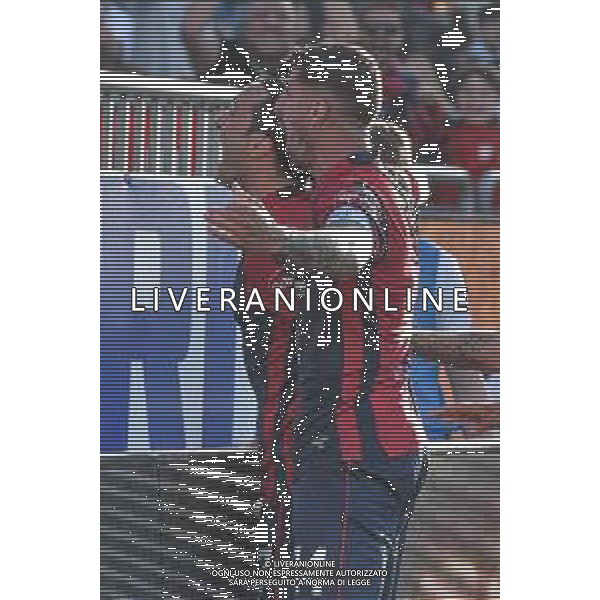 7-4-2024. Cagliari calcio-Atalanta Bergamasca calcio. 31° giornata campionato calcio italiano Serie A 2023/2024, stadio Unipol Domus Cagliari. Foto Salvatore Moi/Agenzia Aldo Liverani s.as. Nella foto: Gol ed esultanza del Cagliari in casa contro Atalanta. Segna: Tommaso Augello Cagliari ©MOI SALVATORE / AGENZIA ALDO LIVERANI SAS