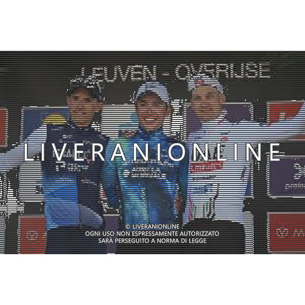 10-04-2024 Brabantse Pijl; 2024, Decathlon - Ag2r La Mondiale; 2024, Israel - Premier Tech; 2024, Uae Team Emirates; Cosnefroy, Benoit; Teuns, Dylan; Wellens, Tim; Overijse; ©SIROTTI/AGENZIA ALDO LIVERANI SAS