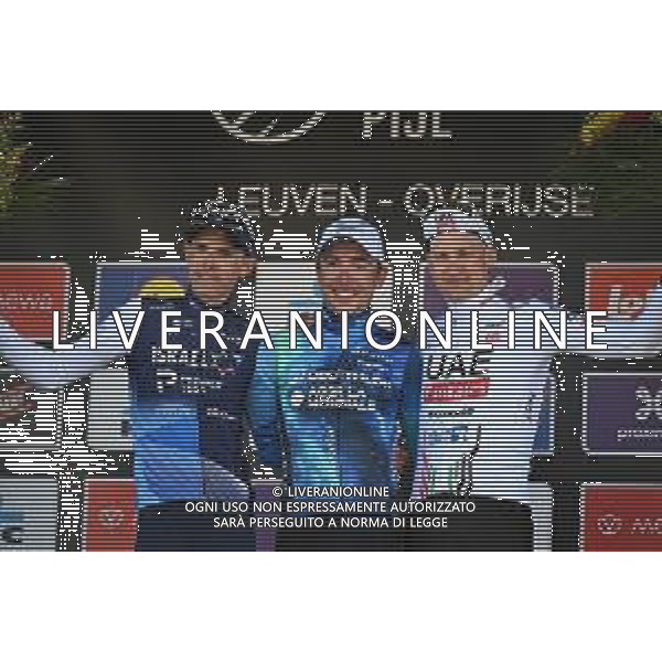10-04-2024 Brabantse Pijl; 2024, Decathlon - Ag2r La Mondiale; 2024, Israel - Premier Tech; 2024, Uae Team Emirates; Cosnefroy, Benoit; Teuns, Dylan; Wellens, Tim; Overijse; ©SIROTTI/AGENZIA ALDO LIVERANI SAS