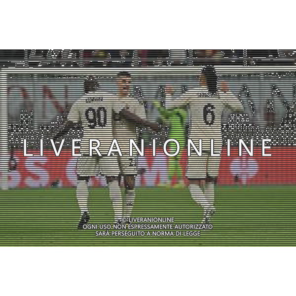 Milan vs Roma nella foto Gianluca Mancini (Roma) esulta dopo il gol dell\'1 a 0 Milano 11-04-2024 Stadio Giuseppe Meazza - San Siro UEFA Europa League - quarti di finale gara di andata foto Roberto Garavaglia/Agenzia Aldo Liverani sas/AGENZIA ALDO LIVERANI SAS
