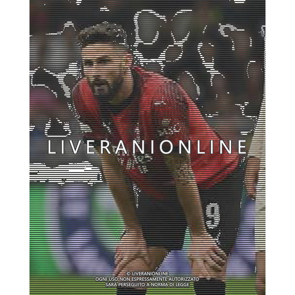 Milan vs Roma nella foto Olivier Giroud (Milan) Milano 11-04-2024 Stadio Giuseppe Meazza - San Siro UEFA Europa League - quarti di finale gara di andata foto Roberto Garavaglia/Agenzia Aldo Liverani sas/AGENZIA ALDO LIVERANI SAS