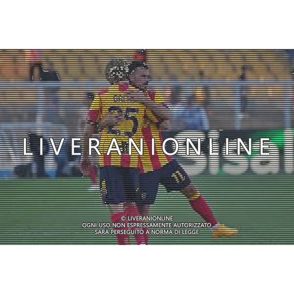 TVEM Nicola Sansone of US Lecce and Antonino Gallo of US Lecce celebrates the victory during the Italian soccer Serie A match US Lecce vs Empoli on April 13, 2024 at Via del Mare Stadium in Lecce, Italy. Photo Emmanuele Mastrodonato/agenzia Liverani
