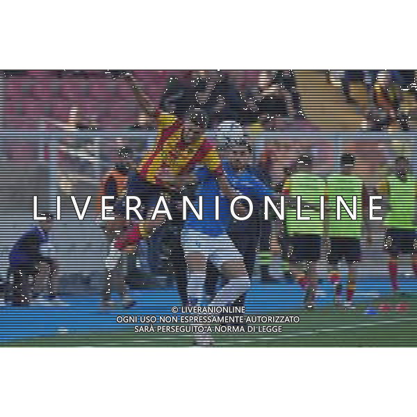 TVEM Joan Gonzalez of US Lecce in action against Giuseppe Pezzella of Empoli FC during the Italian soccer Serie A match US Lecce vs Empoli on April 13, 2024 at Via del Mare Stadium in Lecce, Italy. Photo Emmanuele Mastrodonato/agenzia Liverani / AGENZIA ALDO LIVERANI SAS
