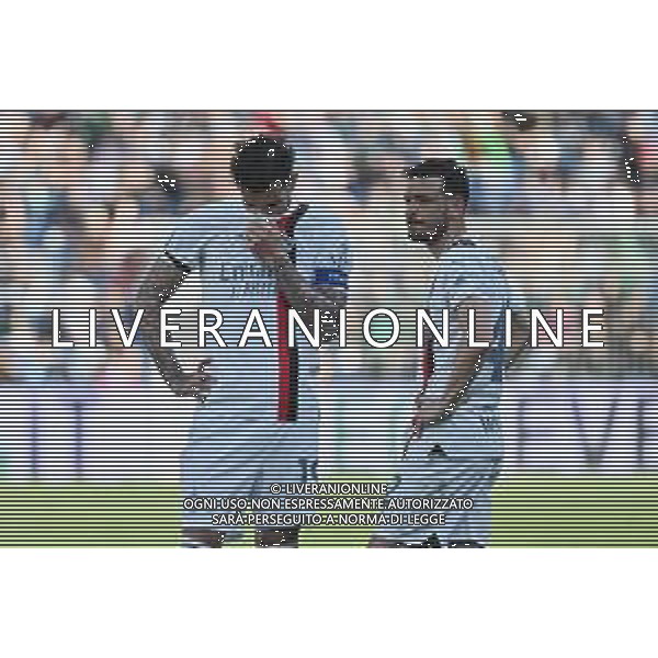 Sassuolo vs Milan nella foto Theo Hernandez (Milan) e Alessandro Florenzi (Milan) Reggio Emilia 14-04-2024 Mapei Stadium - Stadio Città del Tricolore Campionato Serie A TIM - 32a giornata foto Roberto Garavaglia/Agenzia Aldo Liverani sas/ AGENZIA ALDO LIVERANI SAS