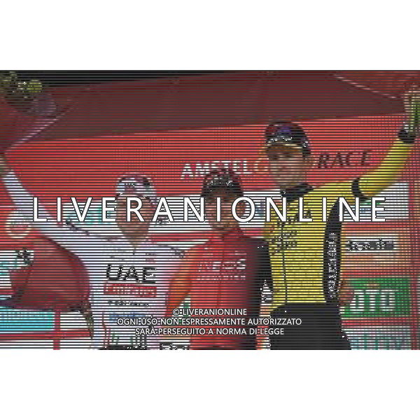 14-04-2024 Amstel Gold Race; 2024, Ineos Grenadiers; 2024, Uae Team Emirates; 2024, Visma - Lease A Bike; Pidcock, Thomas; Hirschi, Marc; Benoot, Tiesj; Valkenburg; ©SIROTTI / AGENZIA ALDO LIVERANI SAS