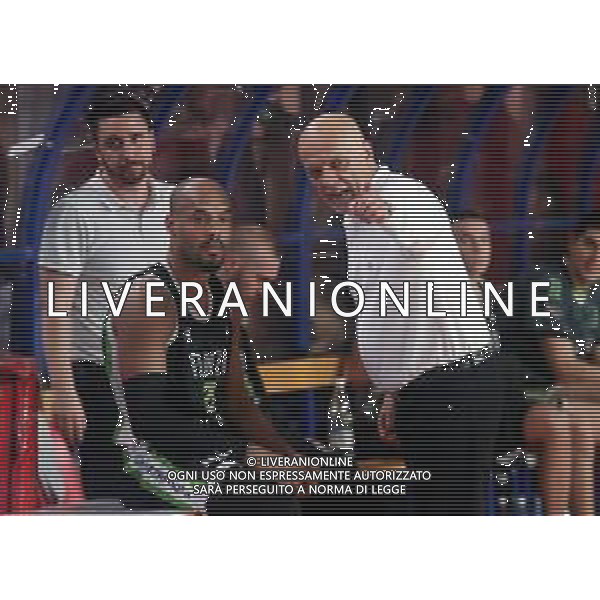 IMOLA 14 04 2024 ANDREA COSTA BASKET-BLACKS FAENZA SERIE B NELLA FOTO ALLENATORE DI FAENZA LUIGI GARELLI E JESSIE BEGARIN FAENZA ©SANNA / AGENZIA ALDO LIVERANI SAS