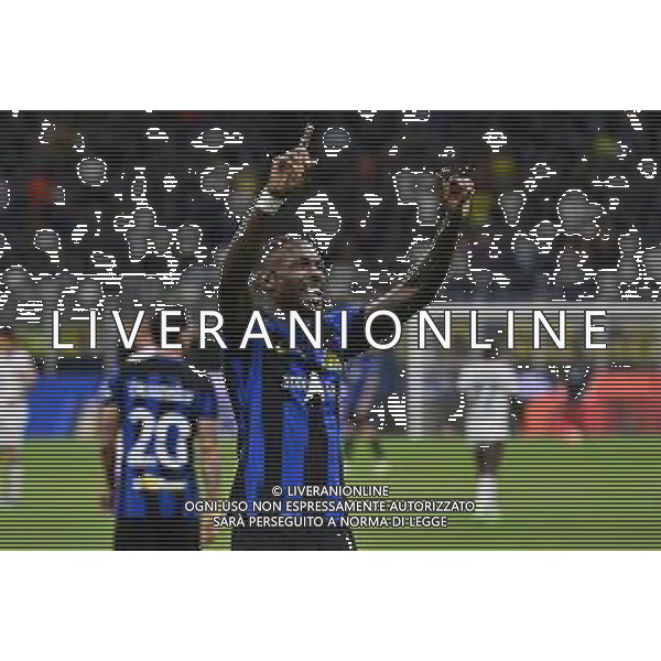 Inter vs Cagliari nella foto Marcus Thuram (Inter) esulta dopo il gol dell\'1 a 0 Milano 14-04-2024 Stadio Giuseppe Meazza - San Siro Campionato Serie A TIM - 32a giornata foto Roberto Garavaglia/Agenzia Aldo Liverani sas / AGENZIA ALDO LIVERANI SAS
