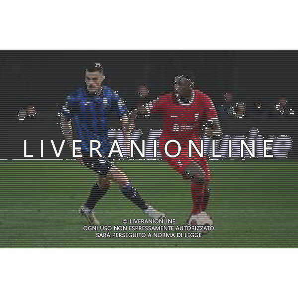 TVRG Atalanta vs Liverpool nella foto Gianluca Scamacca (Atalanta) e Ibrahima Konatè (Liverpool) Bergamo 18-04-2024 Gewiss Stadium UEFA Europa League - quarti di finale gara di ritorno foto Roberto Garavaglia/Agenzia Aldo Liverani sas/ AGENZIA ALDO LIVERANI SAS  