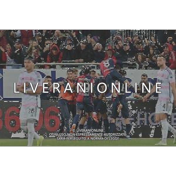 19-4-2024. Cagliari calcio-Juventus F.C. 33° giornata campionato calcio italiano Serie A 2023/2024, stadio Unipol Domus Cagliari. Foto Salvatore Moi/Agenzia Aldo Liverani s.as. Nella foto: Gol ed esultanza del Cagliari in casa contro Juventus. Segna: Yerry Mina Cagliari su rigore ©SALVATORE MOI / AGENZIA ALDO LIVERANI SAS 