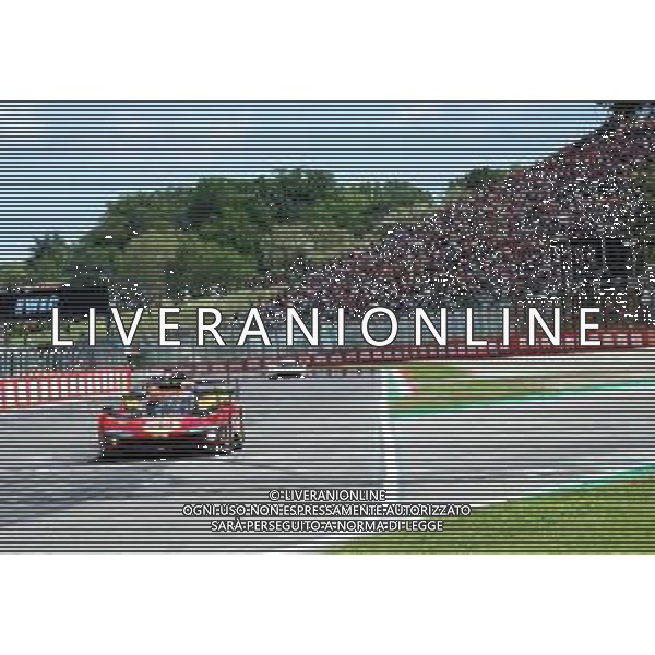 IMOLA 21 04 2024 AUTODROMO ENZO E DINO FERRARI "WEC 6 ORE DI IMOLA" NELLA FOTO ANTONIO FUOCO FERRARI 499P SULLO SFONDO LA TRIBUNA DELLA RIVAZZA ©SANNA / AGENZIA ALDO LIVERANI SAS