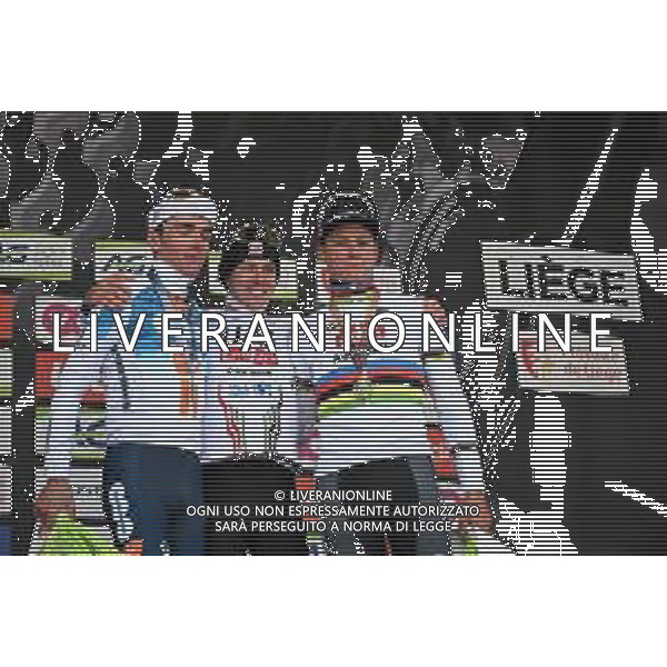 21-04-2024 Liege - Bastogne - Liege; 2024, Uae Team Emirates; 2024, Dsm - Firmenich Postnl; 2024, Alpecin - Deceuninck; Pogacar, Tadej; Bardet, Romain; Van Der Poel, Mathieu; Liegi; ©SIROTTI / AGENZIA ALDO LIVERANI SAS