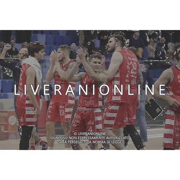URANIA MILANO - RIMINI BASKET CAMPIONATO SERIE A2 - 21.04.2024 NELLA FOTO GIOCATORI RIMINI - ESULTANZA A FINE GARA ©PAOLO GIAMPIETRI / AGENZIA ALDO LIVERANI SAS