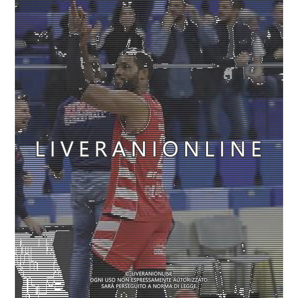 URANIA MILANO - RIMINI BASKET CAMPIONATO SERIE A2 - 21.04.2024 NELLA FOTO GIOCATORI RIMINI - ESULTANZA A FINE GARA DERRICK MARKS ©PAOLO GIAMPIETRI / AGENZIA ALDO LIVERANI SAS