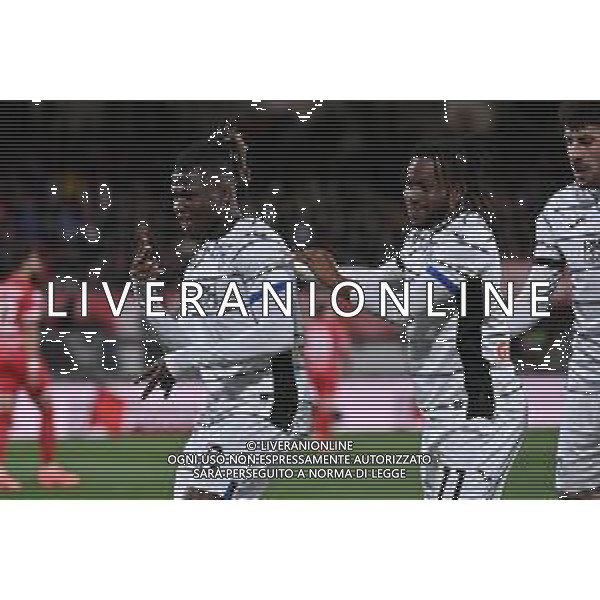 TVRG Monza vs Atalanta nella foto El Bilal Toure\' (Atalanta) e Ademola Lookman (Atalanta) esultano dopo il gol del 2 a 0 Monza 21-04-2024 U-Power Stadium Campionato Serie A TIM - 33a giornata foto Roberto Garavaglia/Agenzia Aldo Liverani sas/ AGENZIA ALDO LIVERANI SAS