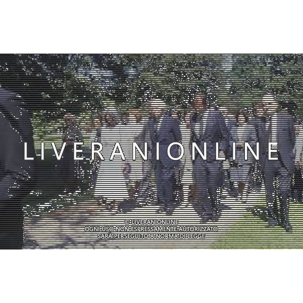 14-06-1986 GINEVRA FUNERALI DELLO SCRITTORE JORGE LUIS BORGES  NELLA FOTO MARIA KODAMA MOGLIE E SEGRETARIA DELLO SCRITTORE JORGES LUIS BORGES DURANTE IL FUNERALE CON QUINTANA AMBASCIATORE ARGENTINO AG ALDO LIVERANI SAS 