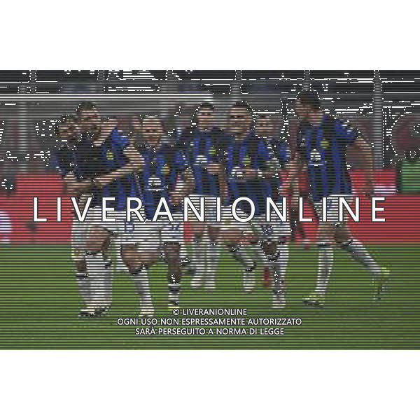 Milan vs Inter nella foto esultanza Inter dopo il gol dell\'1 a 0 Francesco Acerbi Milano 22-04-2024 Stadio Giuseppe Meazza - San Siro Campionato Serie A TIM - 33a giornata foto Roberto Garavaglia/Agenzia Aldo Liverani sas / AGENZIA ALDO LIVERANI SAS