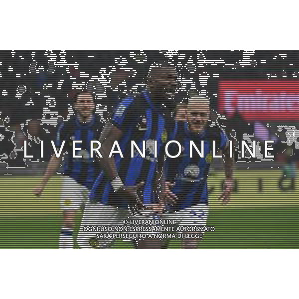 Milan vs Inter nella foto Marcus Thuram (Inter) esulta dopo il gol del 2 a 0 Milano 22-04-2024 Stadio Giuseppe Meazza - San Siro Campionato Serie A TIM - 33a giornata foto Roberto Garavaglia/Agenzia Aldo Liverani sas / AGENZIA ALDO LIVERANI SAS