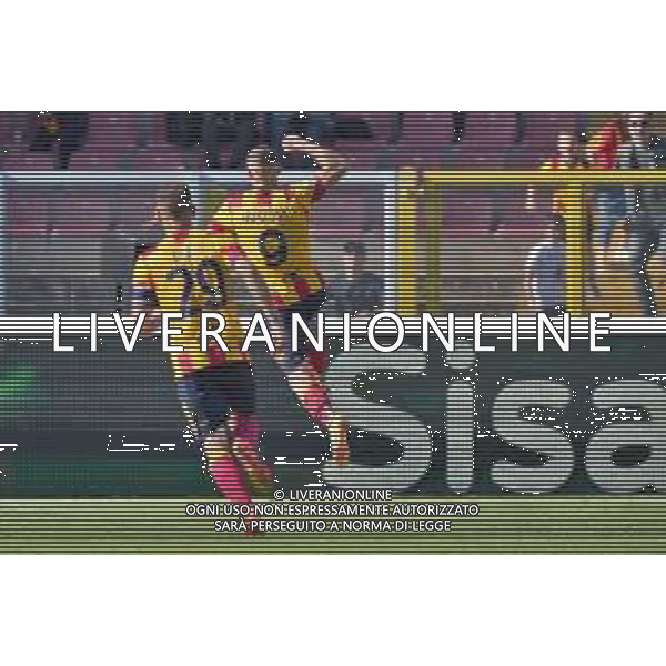 TVEM Nikola Krstovic of US Lecce celebrates after scoring a goal during the Italian soccer Serie A match US Lecce vs Monza on April 27, 2024 at Via del Mare Stadium in Lecce, Italy. Photo Emmanuele Mastrodonato/agenzia Liverani/ AGENZIA ALDO LIVERANI SAS