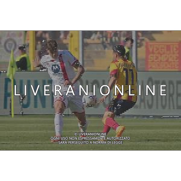 TVEM Daniel Maldini of AC Monza in action against Nicola Sansone of US Lecce during the Italian soccer Serie A match US Lecce vs Monza on April 27, 2024 at Via del Mare Stadium in Lecce, Italy. Photo Emmanuele Mastrodonato/agenzia Liverani