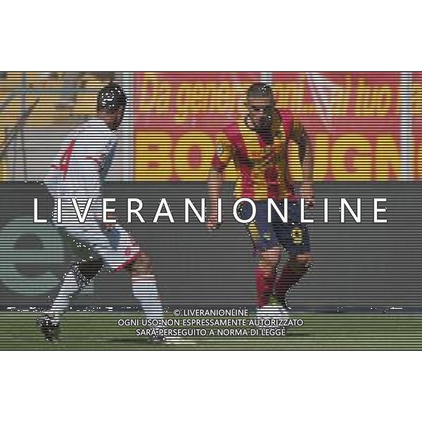 TVEM Nikola Krstovic of US Lecce in action against Armando Izzo of AC Monza during the Italian soccer Serie A match US Lecce vs Monza on April 27, 2024 at Via del Mare Stadium in Lecce, Italy. Photo Emmanuele Mastrodonato/agenzia Liverani