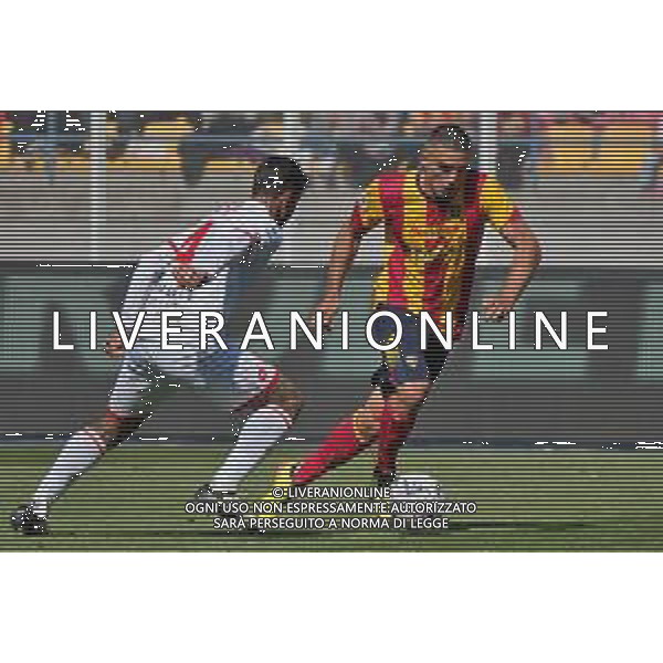 TVEM Nikola Krstovic of US Lecce in action against Armando Izzo of AC Monza during the Italian soccer Serie A match US Lecce vs Monza on April 27, 2024 at Via del Mare Stadium in Lecce, Italy. Photo Emmanuele Mastrodonato/agenzia Liverani