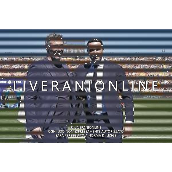 TVEM coach Luca Gotti of US Lecce and coach Raffaele Palladino of AC Monza during the Italian soccer Serie A match US Lecce vs Monza on April 27, 2024 at Via del Mare Stadium in Lecce, Italy. Photo Emmanuele Mastrodonato/agenzia Liverani