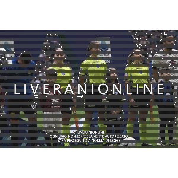 Inter vs Torino nella foto Maria Sole Ferrieri Caputi, arbitro del match, affiancata dalle assistenti Francesca Di Monte e Tiziana Trasciatti prima della partita a Milano 28-04-2024 Stadio Giuseppe Meazza - San Siro Campionato Serie A TIM - 34a giornata foto Tiziano Ballabio/Agenzia Aldo Liverani sas / AGENZIA ALDO LIVERANI SAS / AGENZIA ALDO LIVERANI SAS